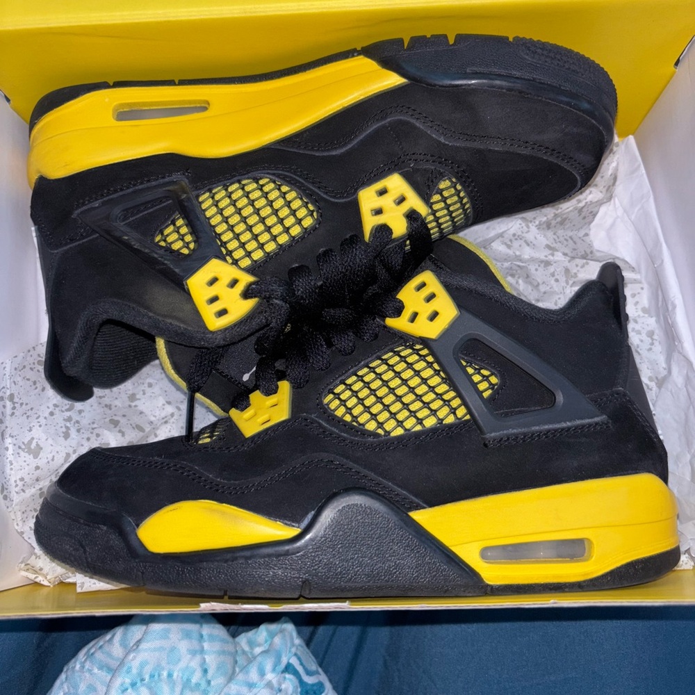 Jordan Air 4 Retro Black and White with Tour Yellow